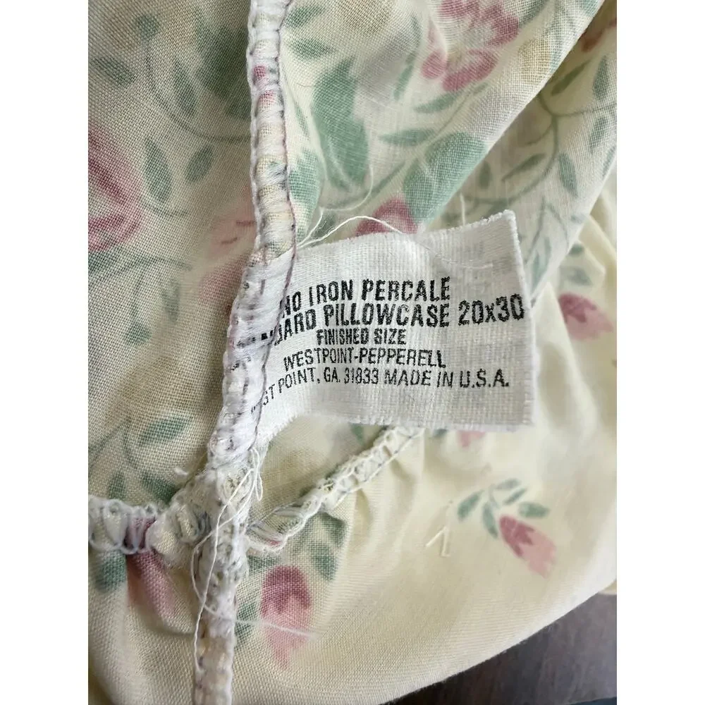 Vintage Floral Ruffle Standard Pillowcases Cottagecore Shabby Chic Set Of 2
